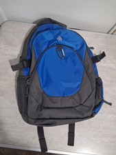 Deluxe Large Blue Grey Gray Backpack Padded Straps Many Pockets Buckle UNUSED 