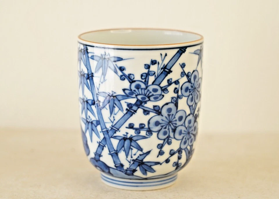 Japan Kiyomizu-ware FUKAMI RYOSEN Tea Cup Yunomi Flower & Bamboo Z006 - Image 4 of 4