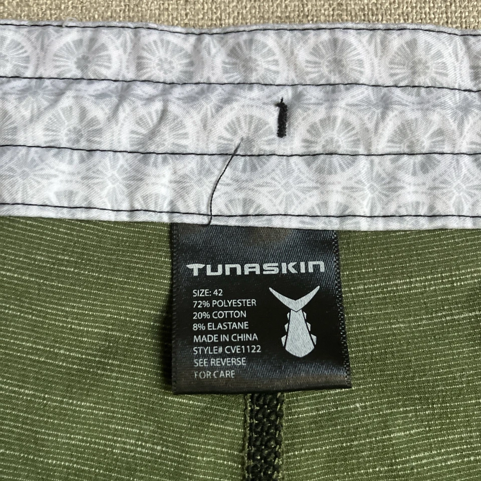 Men’s Tuna Skin 42 Board Swim Shorts Heatherd Green Fish Beach - Image 3 of 4