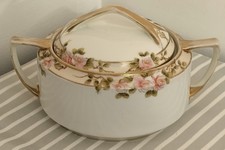 Antique Hand Painted Nippon Biscuit Jar Moriage Gold Gilt Floral Design Morimura