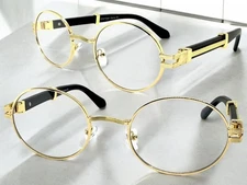Men's Classic Elegant Vintage Retro Style Clear Lens EYE GLASSES Oval Gold Frame