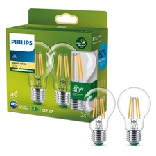 PHILIPS Lighting LED Lampadina a Goccia Classe A Efficent, 2 Pezzi, 40W, E2 0KqT