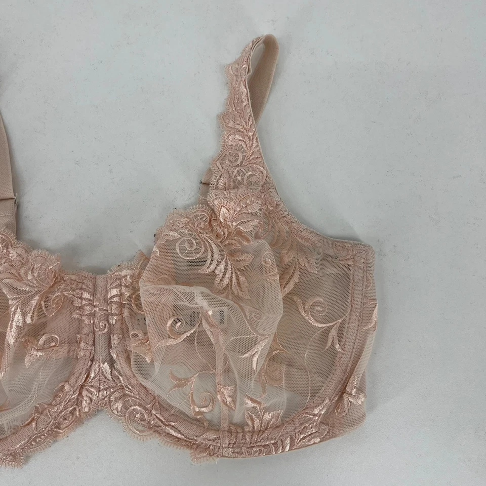 Sutiã Soma Feminino Tamanho 36DD Rosa Renda Sem Forro Underwired Gancho e Olho - Imagem 3 de 4