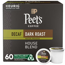 Peet's Coffee Decaf House Blend K-Cup Coffee Pods, 60 Count