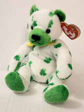 Ty Beanie Babies"Clover" White Bear Clovers St. Patrick's Day