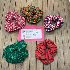 Set of 5 Holiday Hair Scrunchies - new, handmade