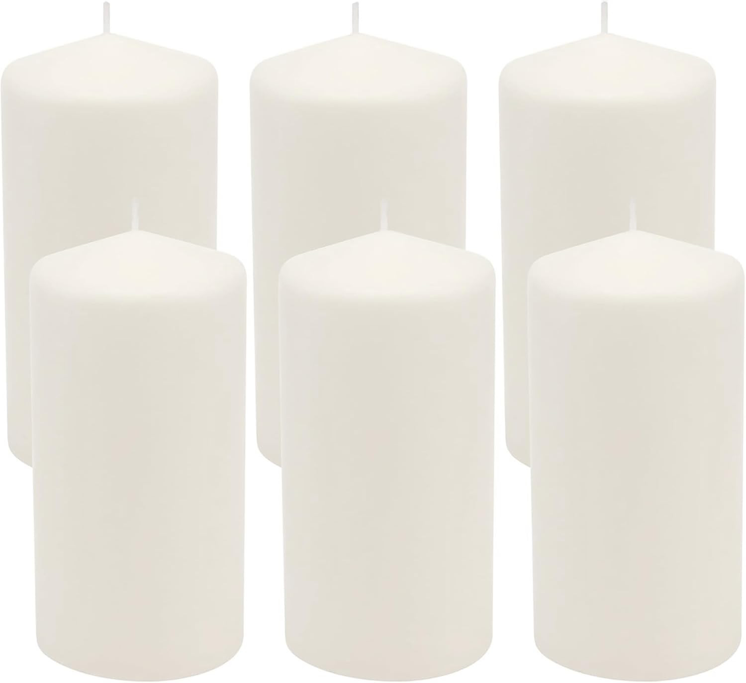 Unscented White Tall Pillar Candles, 65 Hour Burning Candle Pillars, Perfect for