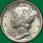 1919 Mercury Dime Choice Almost Uncirculated AU+ Coin #36625