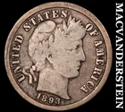 1893 Barber Dime- Scarce Better Date No Reserve #J8930