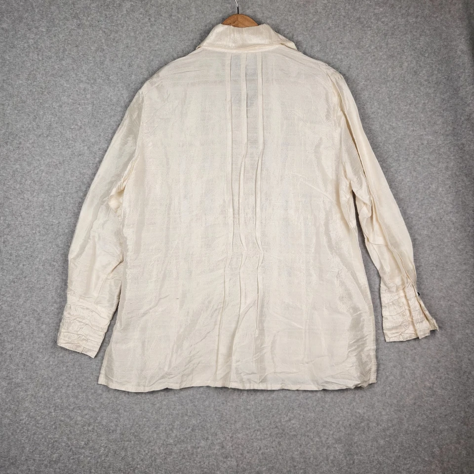 Blusa vintage Norm Thompson para mujer grande seda marfil Foto 2 de 4