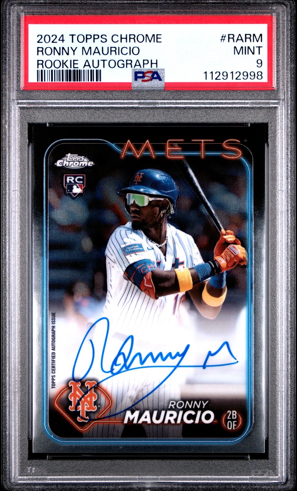 2024 Topps Chrome Ronny Mauricio Rookie Auto RC Rookie #RA-RM Mets PSA 9 MINT