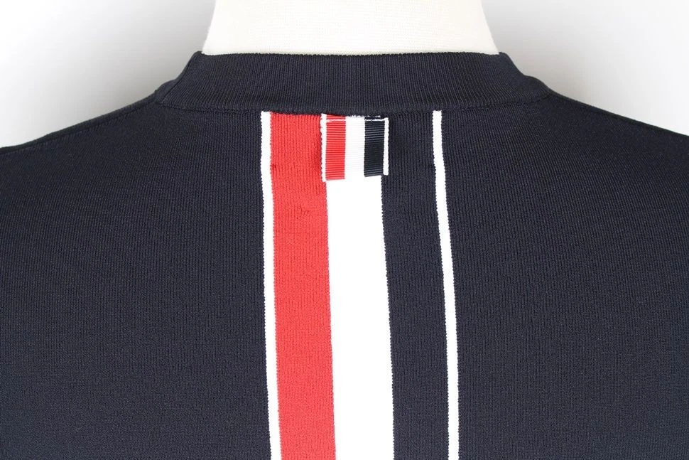 T shirt manica corta Thom Browne a righe intarsiate RWB 40 67944846