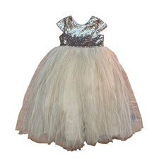 Boutique Sequin Tulle Dress Kids Gold Good Sparkly Party Tutu SIZE 6