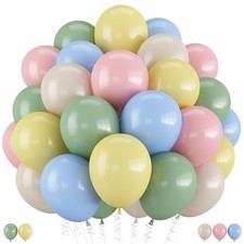 Pink Green Blue Balloon, 60 Packs 12 Inch Pastel Pink Blue Light Sage Green W...
