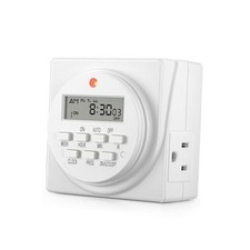 Indoor Digital Timer Outlet - Dual Outlet - 7 Day Programmable 3-Prong - 1-Pack