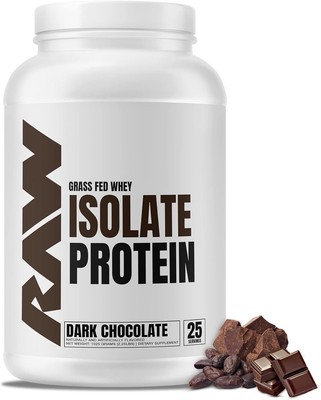 RAW Whey Isolate Protein Powder, Dark Chocolate, 100% Grass-Fed (25 Servings)
