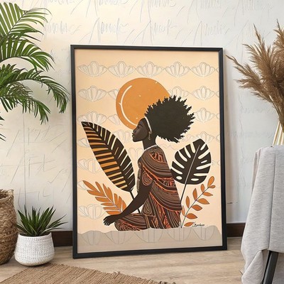 Boho minimalistisch schwarz Afro Frau ästhetisch Poster Wanddeko modern Afrika