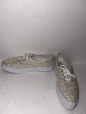 Keds Women's Point Glit, Style WF68123, Size 8, Color Silver/White