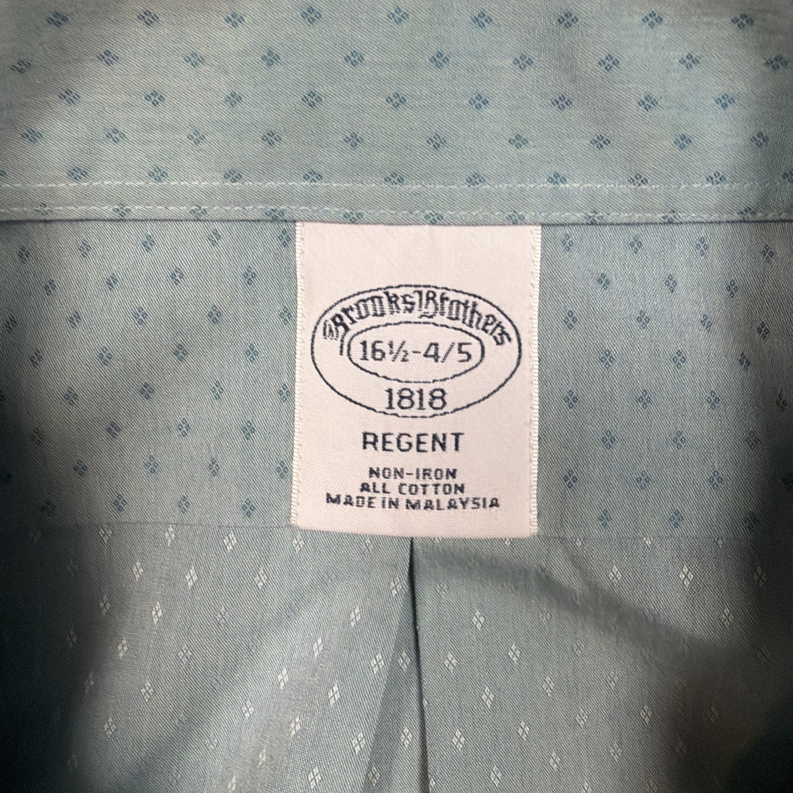 Brooks Brothers Regent Shirt Mens 16.5 4/5 Non Iron All Cotton Spread Blue thumbnail 3