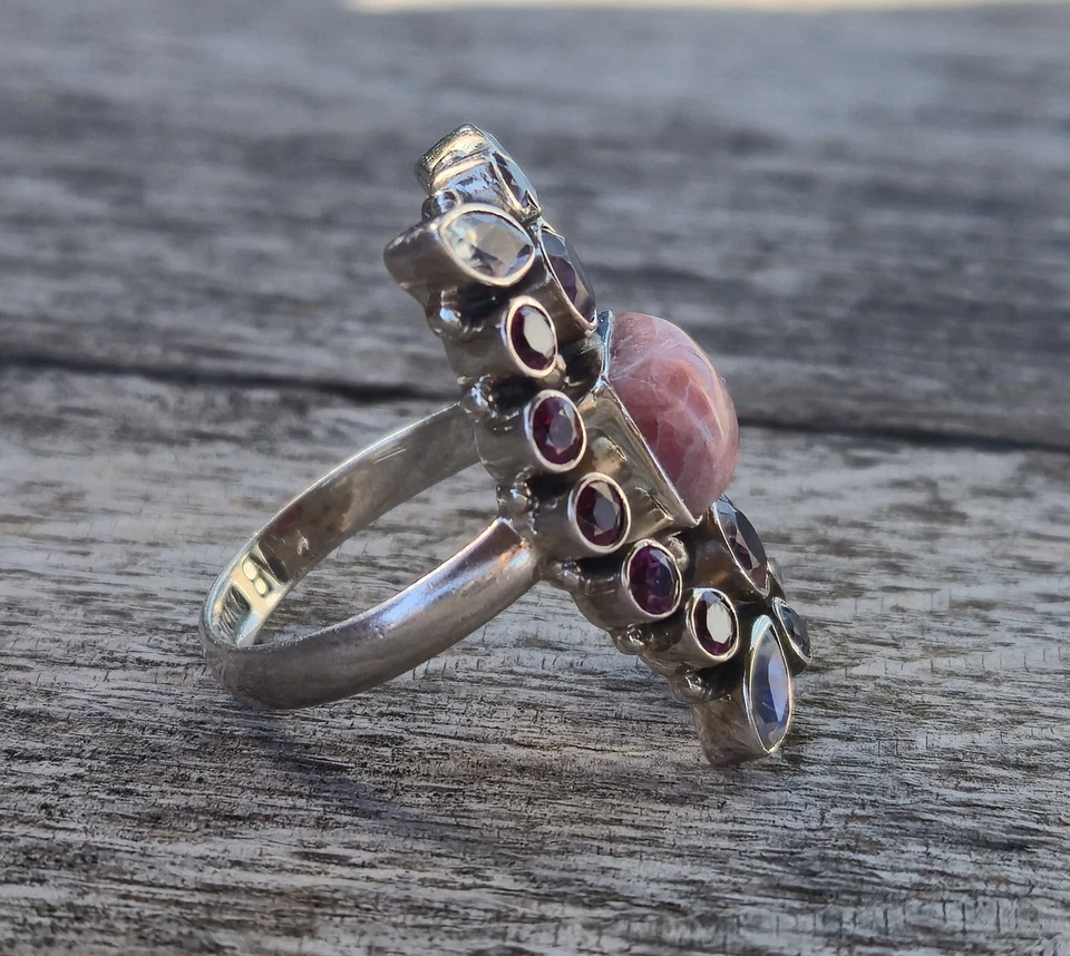 Anillo Nicky Butler Plata de Ley 925 Diseñador Talla 10 Amatista Piedra Lunar Granate Foto 3 de 4