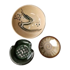 Lot 3 Hand-Made Pottery Signed/Stamped Sunset Canyon & Tea Bowls MCM Ashtray