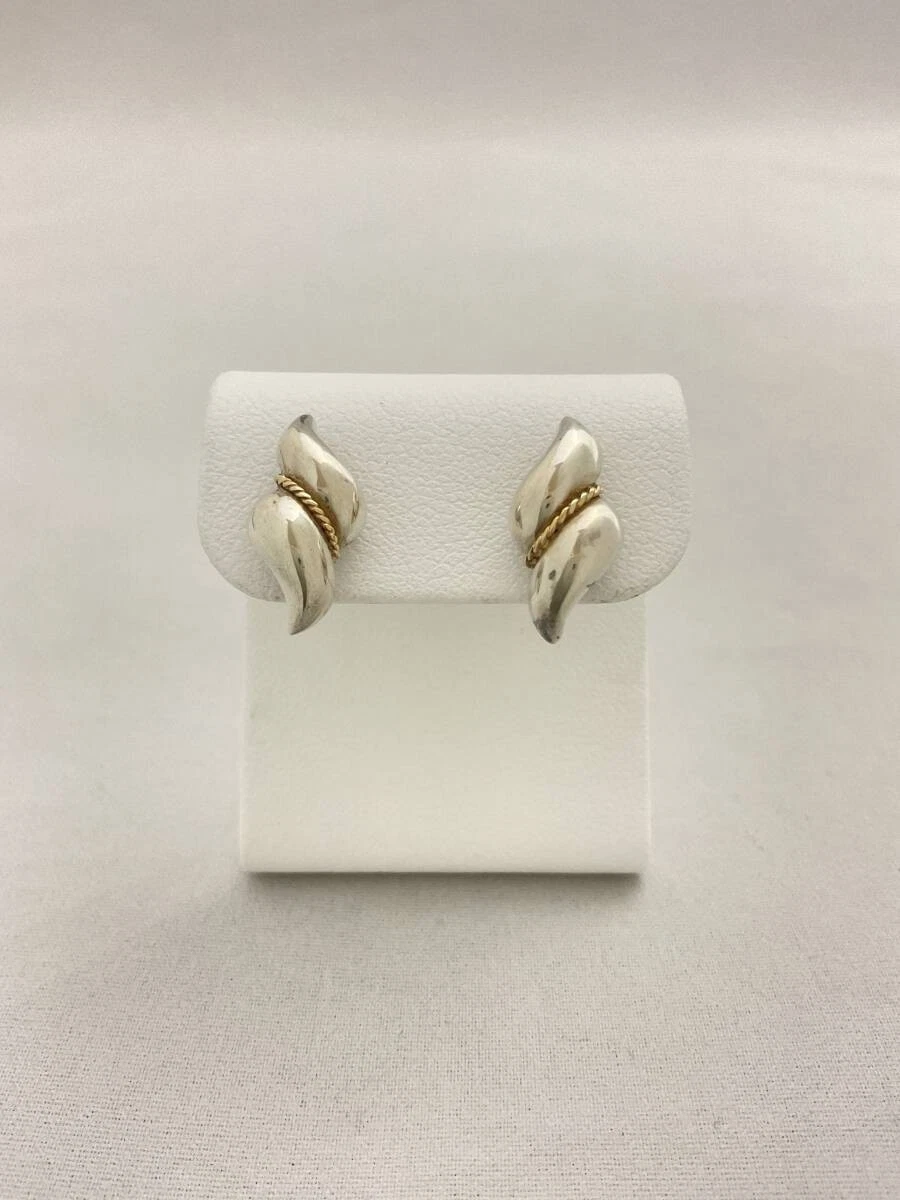 Authentische Tiffany Co Twist Kombi Ohrringe Silber 925 14K Gold durchbohrt V...