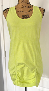 Athleta Fastest Track Tank Top Racerback Ruched Neon Yellow Large