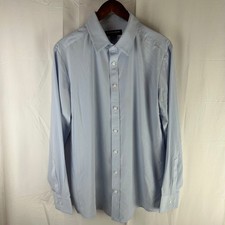 Mizzen Main Mens Light Blue Performance Dress Shirt L Trim Wrinkle Free Flaw