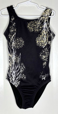 GK Elite AXS Laurie Hernandez Gymnastics Dance Leotard Adult XS Black Knit