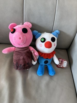 Phat Mojo Mini Toon Piggy Plush Series 1 Piggy and Clowny Set Pink Blue 8 '' Tall