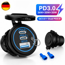 Zigarettenanz�nder Kfz Steckdose Auto-USB-Ladeger�t PD 3.0 3 Port Schalter DE