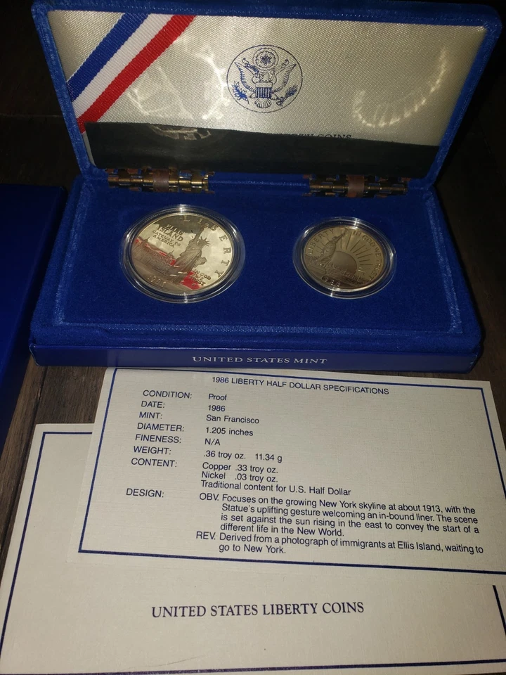 1986 United States Liberty Coins Mint Proof Set Silver Dollar & Half Dollar - Image 2 of 2