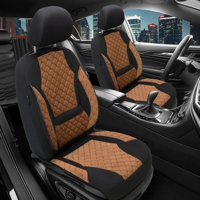 2x Sitzbezüge passend für VW Touareg 2 ab 2010-2018 (Schwarz-Braun) | Vorne