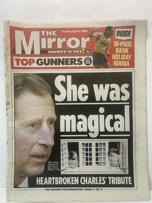 The Mirror Newspaper April 2 2002 Arsenal Top Gunners Vintage Football News