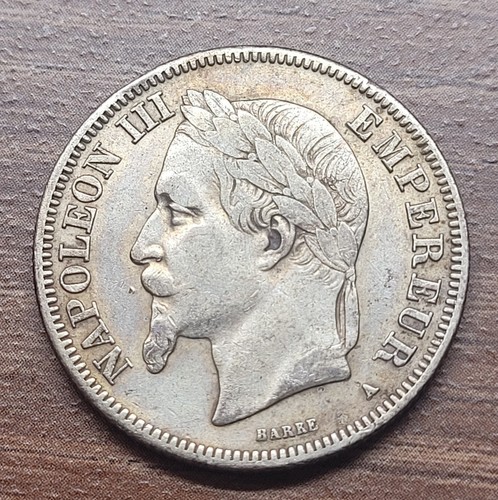 Broche Ancienne Transformée 2 Francs 1868 A Paris Napoléon III Argent