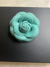 Camellia Flower Brooch Pin New Handmade Light Blue Green