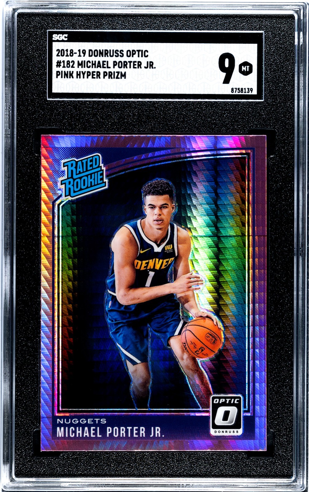 2018-19 Donruss Optic #182 Michael Porter Jr. Pink Hyper Prizm (RC) SGC 9 MT