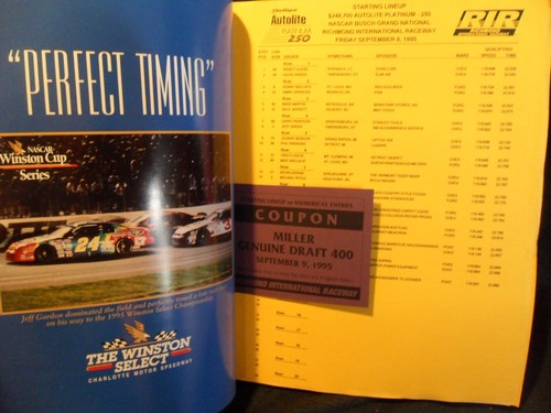 Richmond International Raceway, Miller Genuine Draft 400, Sept. 7, 1995 Program - Picture 2 of 2