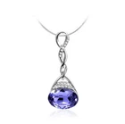 Women's Wedding Bridal Made With Swarovski Crystals Purple Silver Necklace N20