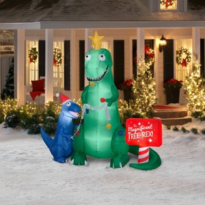 Christmas Dinosaur T Rex And Baby Decorating Tree 7 Ft Inflatable