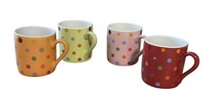 Classic Coffee & Tea Cups Set of 4 Multi Color polka Dot Espresso Cups Only