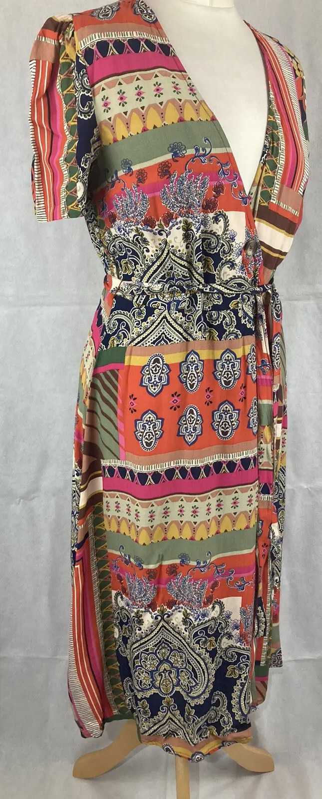 Monsoon Women's Multicolour Mix Print Wrap Style Knee Length Boho