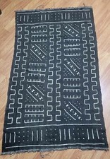 Vintage African Mud Cloth Textile 37x65  Handwoven Bogolanfini Mali Fabric Wall