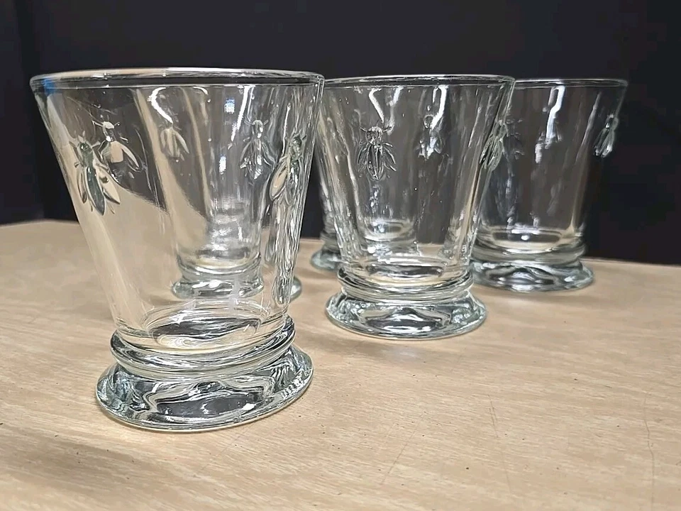 French Home La Rochere Vidrio Abeja Vaso Corto Vaso Lote De 6 Poco Usado  Foto 3 de 4