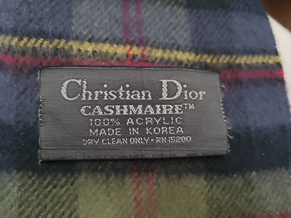 VTG Christian Dior  Cashmere Acrylic Made In Korea Check Scarf - Image 4 of 4