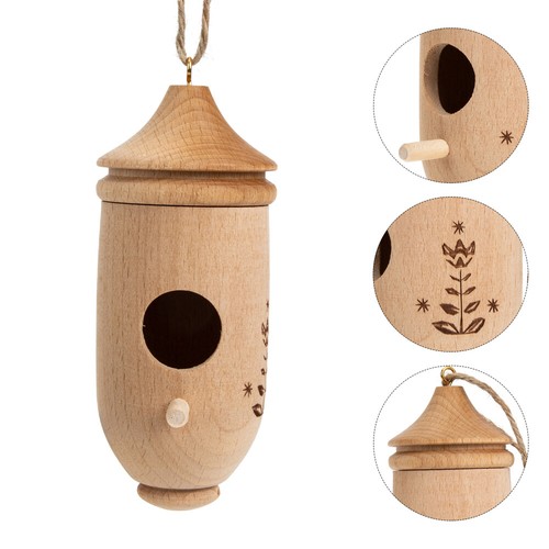 Outside Hanging Bird House Hut Cage Pet Garden Bird House Hanging Wooden House - Picture 6 of 12