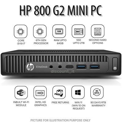 HP EliteDesk 800 G2 Mini PC i7 6. Gen 64GB RAM DDR4 2TB SSD integriertes WLAN & BT