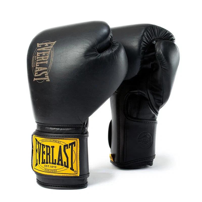 Everlast 1910 Boxing Gloves Advanced Hook & Loop Triple-Layer Foam Black 14oz