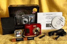 VistaQuest VQ1030T 10.0MP 5x Zoom Digital Camera - Red - Nr Mint - Bundle -
