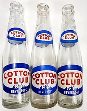 3 COTTON CLUB Beverages 8oz ACL Soda Bottle Akron Cleveland Ashtabula, OH  🥤